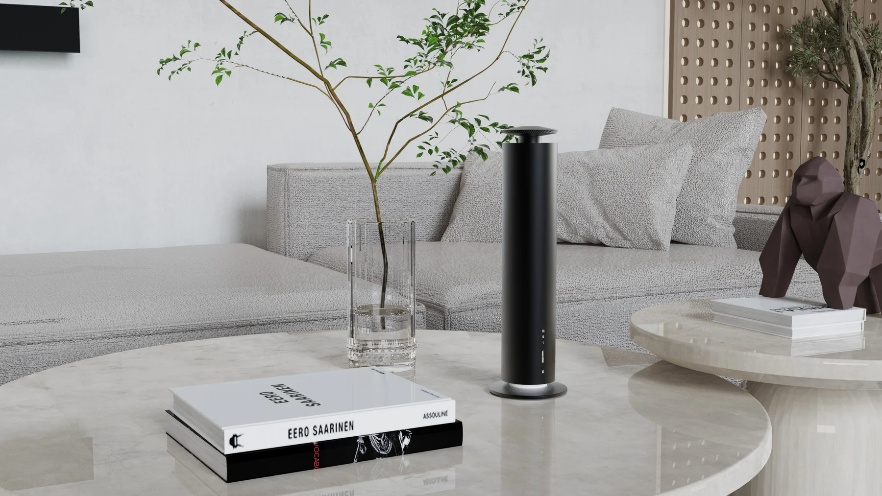 RA01 black model in a boutique interior